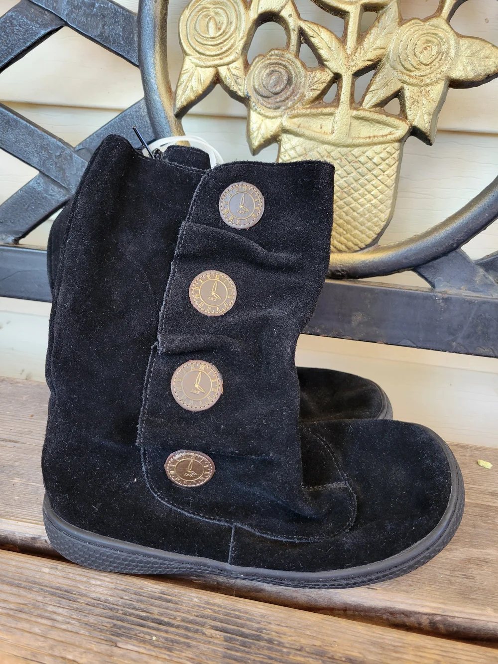 LIVIE + LUCA kids SZ 3Y VGUC BLACK suede pull on zipper closure TEMPO BOOTS
